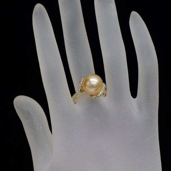 K18YG ゴールデンパール ダイヤモンド リング 径約 11.5mm D0.34ct