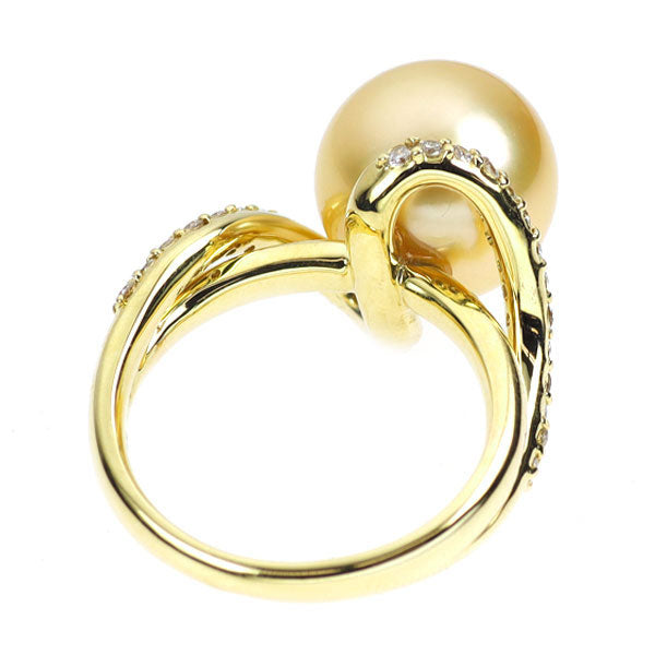 K18YG ゴールデンパール ダイヤモンド リング 径約 11.5mm D0.34ct