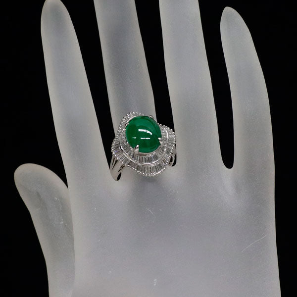Pt900 翡翠 ダイヤモンド リング 7.04ct D1.31ct