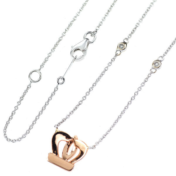 K18WG/PG ダイヤモンド ペンダントネックレス 0.25ct 王冠