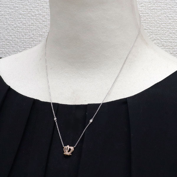 K18WG/PG ダイヤモンド ペンダントネックレス 0.25ct 王冠