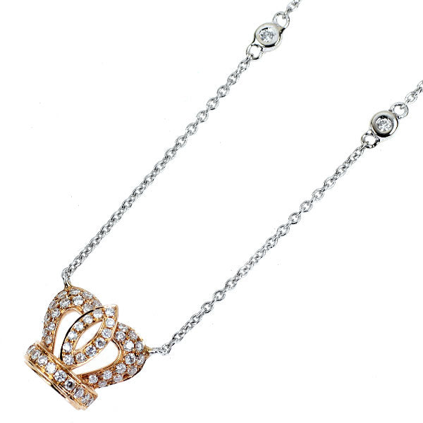 K18WG/PG ダイヤモンド ペンダントネックレス 0.25ct 王冠