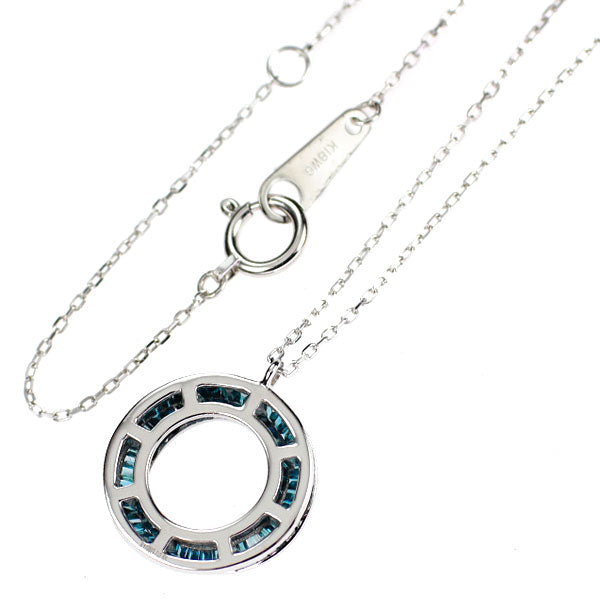K18WG トリートブルー ダイヤモンド ペンダントネックレス 0.65ct