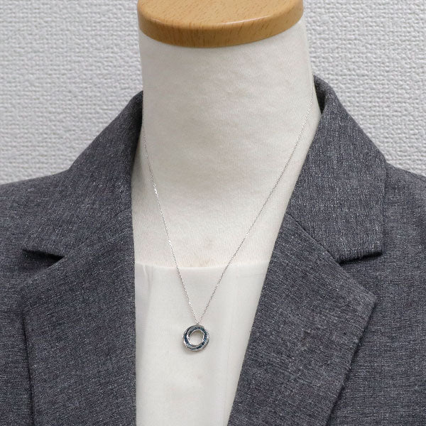 K18WG トリートブルー ダイヤモンド ペンダントネックレス 0.65ct