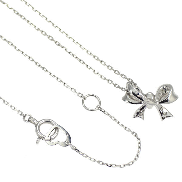 ポンテヴェキオ K18WG ダイヤモンド ペンダントネックレス 0.10ct リボン