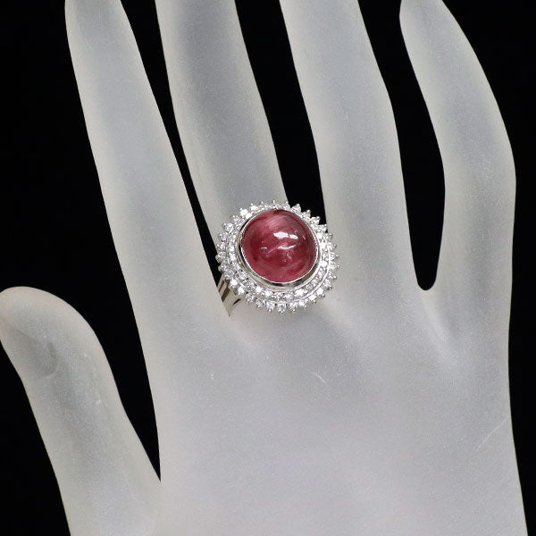 Pt900 ピンクトルマリン キャッツアイ ダイヤモンド リング 9.00ct D0.82ct