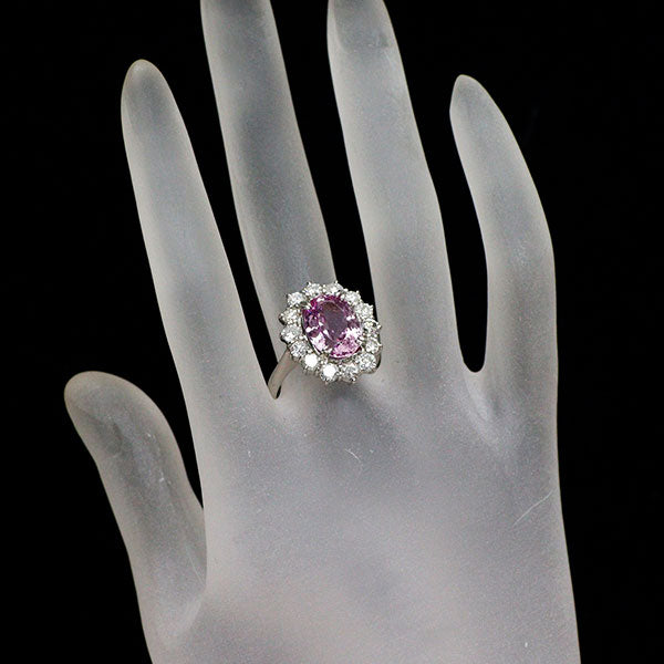Pt900 インペリアルトパーズ ダイヤモンド リング 5.452ct D1.78ct