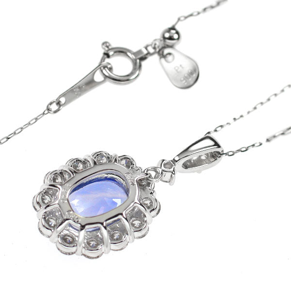 Pt スリランカ産 非加熱サファイア ダイヤモンド ペンダントネックレス 2.246ct D0.90ct