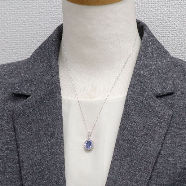 Pt スリランカ産 非加熱サファイア ダイヤモンド ペンダントネックレス 2.246ct D0.90ct