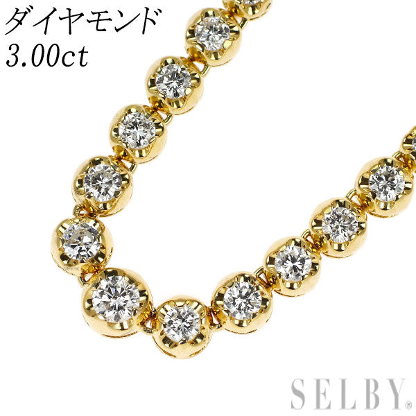K18YG ダイヤモンド ネックレス 3.00ct テニス