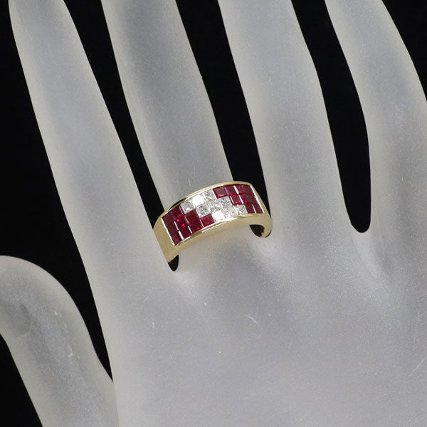 K18YG ルビー ダイヤモンド リング 1.40ct D0.50ct ミステリーセッティング