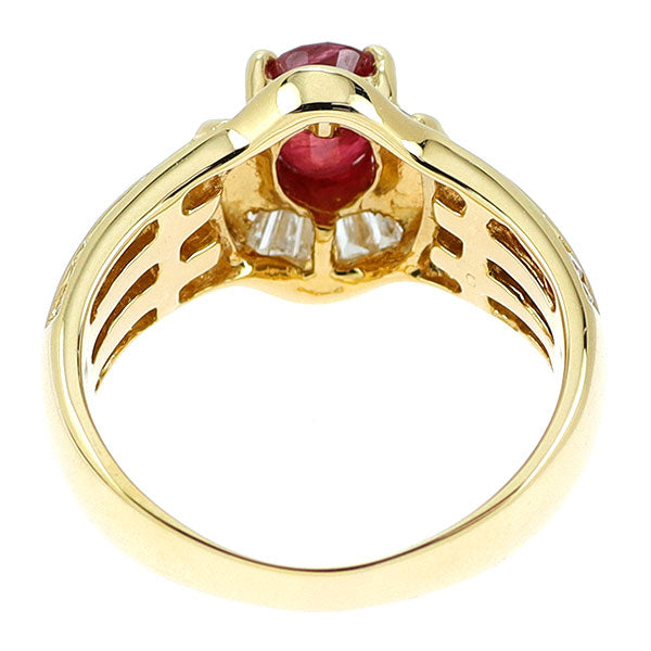 K18YG モザンビーク産 ピジョンブラッドルビー ダイヤモンド リング 1.00ct D0.88ct