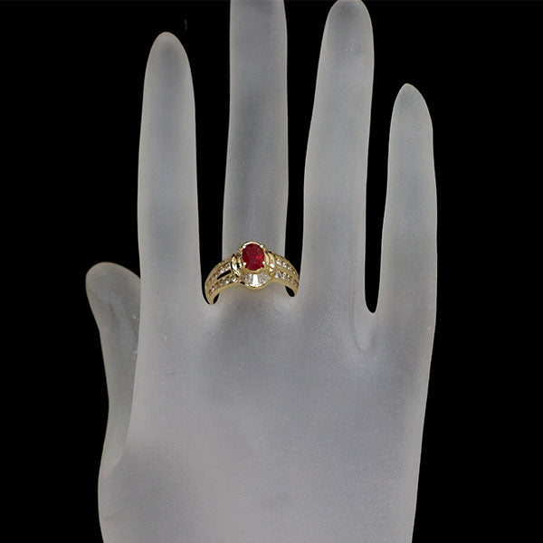 K18YG モザンビーク産 ピジョンブラッドルビー ダイヤモンド リング 1.00ct D0.88ct