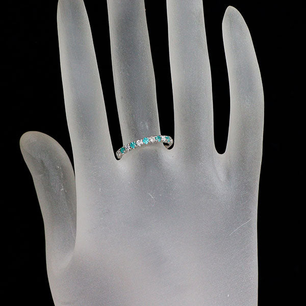 希少 Pt950 パライバトルマリン ダイヤモンド リング 0.17ct D0.17ct ハーフエタニティ