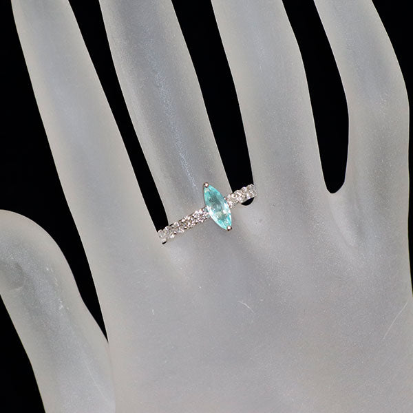 Pt900 モザンビーク産 パライバトルマリン ダイヤモンド リング 0.56ct D0.50ct
