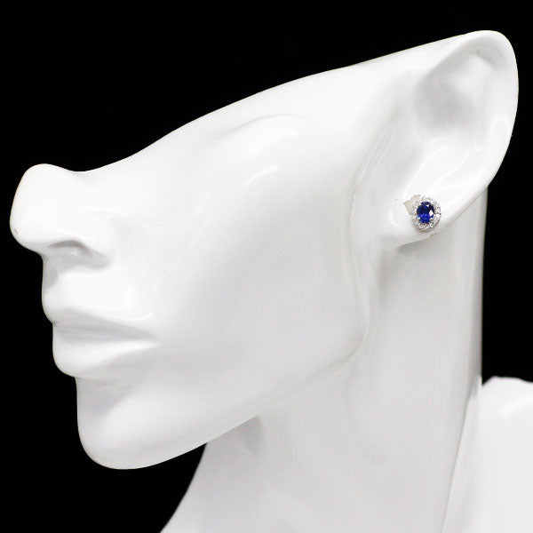 新品 Pt950/ Pt900 サファイア ダイヤモンド ピアス 1.17ct D0.24ct 【エスコレ】