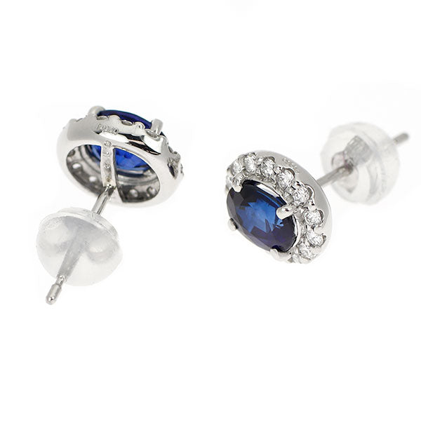 新品 Pt950/ Pt900 サファイア ダイヤモンド ピアス 1.33ct D0.24ct 【エスコレ】