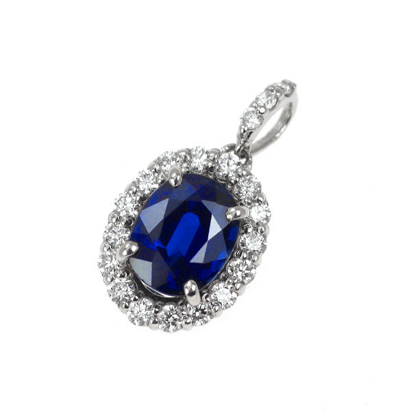 Pt950 サファイア ダイヤモンド ペンダントトップ 0.90ct D0.19ct 【エスコレ】