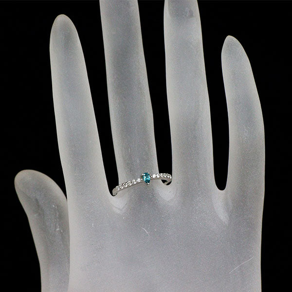 新品 Pt950 成分分析済 ブラジル産パライバ トルマリン ダイヤモンド リング 0.068ct D0.13ct 希少石 レアストーン【エスコレ】