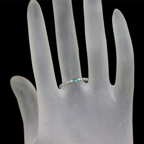 新品 Pt950 成分分析済 ブラジル産パライバ トルマリン ダイヤモンド リング 0.075ct D0.13ct 希少石 レアストーン【エスコレ】
