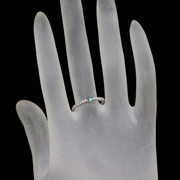 新品 Pt950 成分分析済 ブラジル産パライバ トルマリン ダイヤモンド リング 0.073ct D0.13ct 希少石 レアストーン【エスコレ】