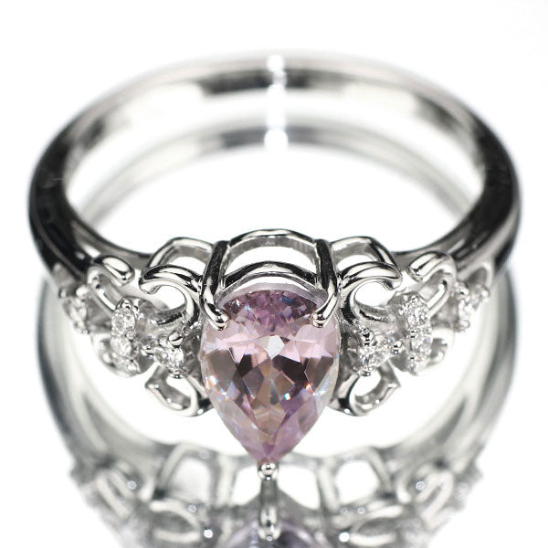 新品 Pt950 スリランカ産パープルターフェアイト ダイヤモンド リング 1.399ct 0.08 希少石 レアストーン【エスコレ】