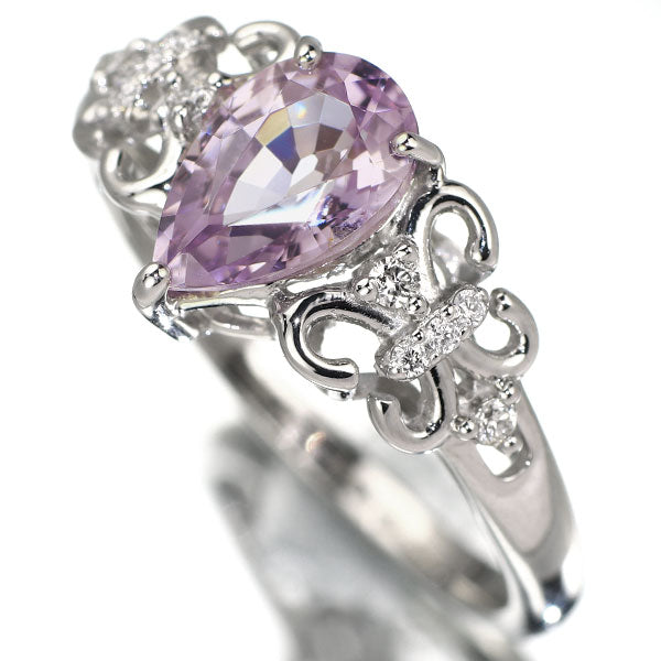 新品 Pt950 スリランカ産パープルターフェアイト ダイヤモンド リング 1.399ct 0.08 希少石 レアストーン【エスコレ】