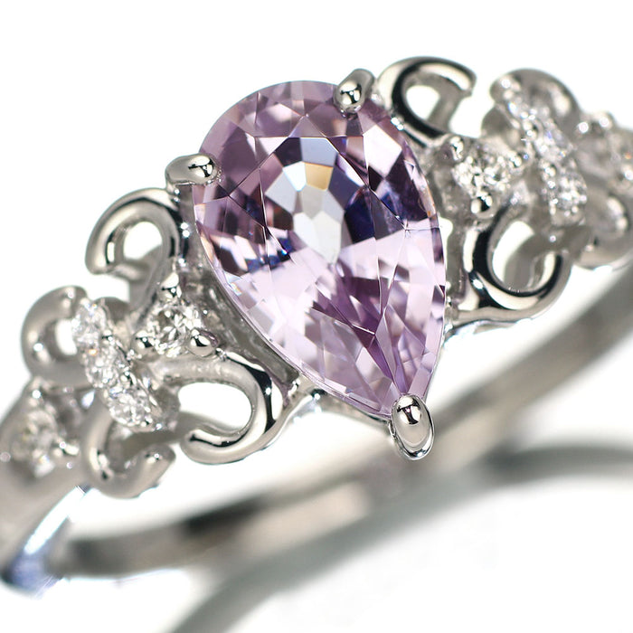 新品 Pt950 スリランカ産パープルターフェアイト ダイヤモンド リング 1.399ct 0.08 希少石 レアストーン【エスコレ】