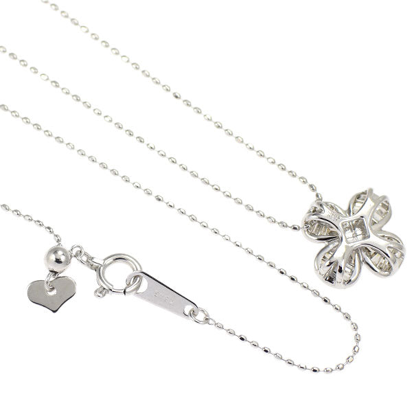 K18WG ダイヤモンド ペンダントネックレス 0.25ct  クローバー