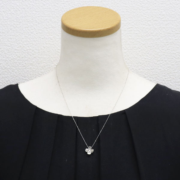 K18WG ダイヤモンド ペンダントネックレス 0.25ct  クローバー