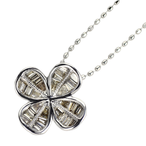K18WG ダイヤモンド ペンダントネックレス 0.25ct  クローバー