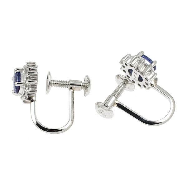 Pt900 サファイア ダイヤモンド イヤリング D0.08ct