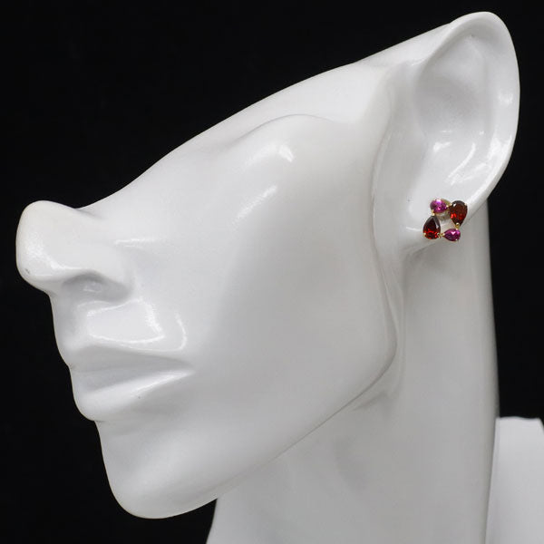 K18YG ガーネット ピンクトルマリン ピアス 2.00ct