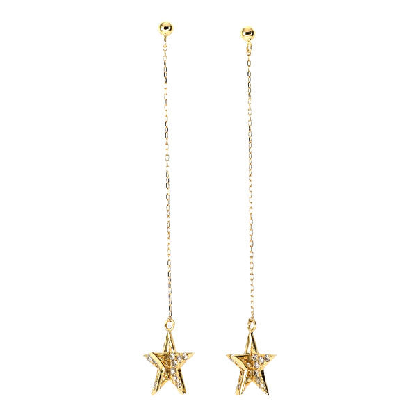 K18YG ダイヤモンド ピアス 0.14ct スター