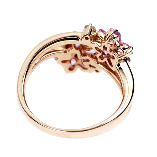 K18PG ピンクサファイア ダイヤモンド リング 1.40ct D0.05ct フラワー