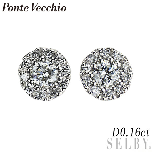 ポンテヴェキオ Pt999/ Pt900 ダイヤモンド ピアス 0.16ct