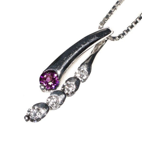 Pt900/ Pt850 アレキサンドライト ダイヤモンド ネックレス 0.15ct D0.20ct