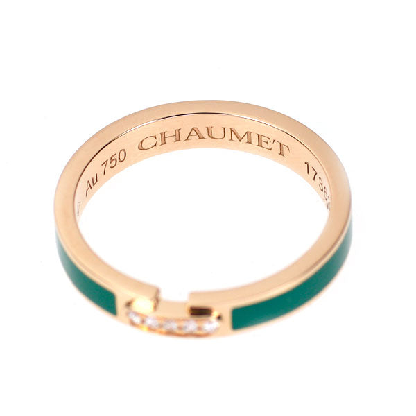 ショーメ グリーンラッカー/ K18PG ダイヤモンド リング リアン エヴィダンス 47号