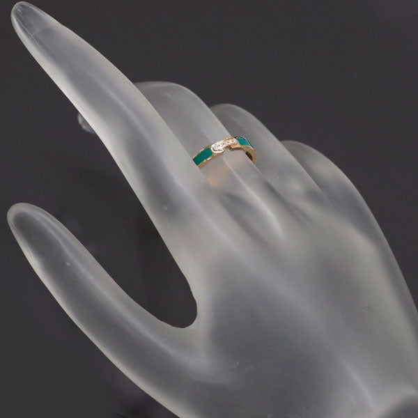 ショーメ グリーンラッカー/ K18PG ダイヤモンド リング リアン エヴィダンス 47号