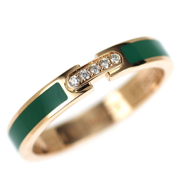 ショーメ グリーンラッカー/ K18PG ダイヤモンド リング リアン エヴィダンス 47号