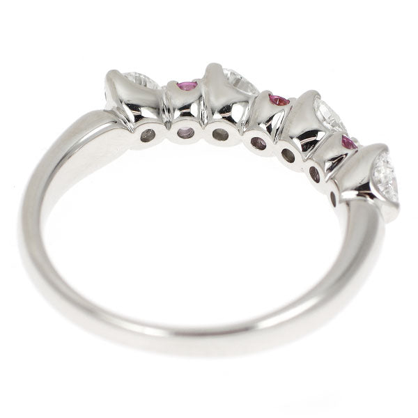 Pt900 ハートシェイプ ダイヤモンド ピンクサファイア リング 0.87ct PS0.17ct