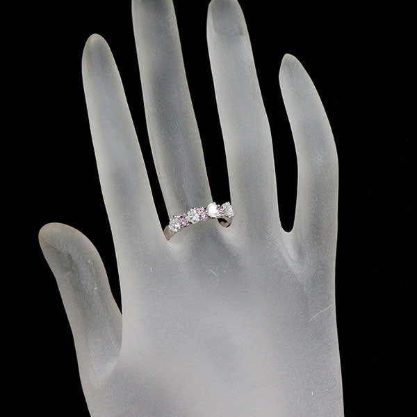 Pt900 ハートシェイプ ダイヤモンド ピンクサファイア リング 0.87ct PS0.17ct