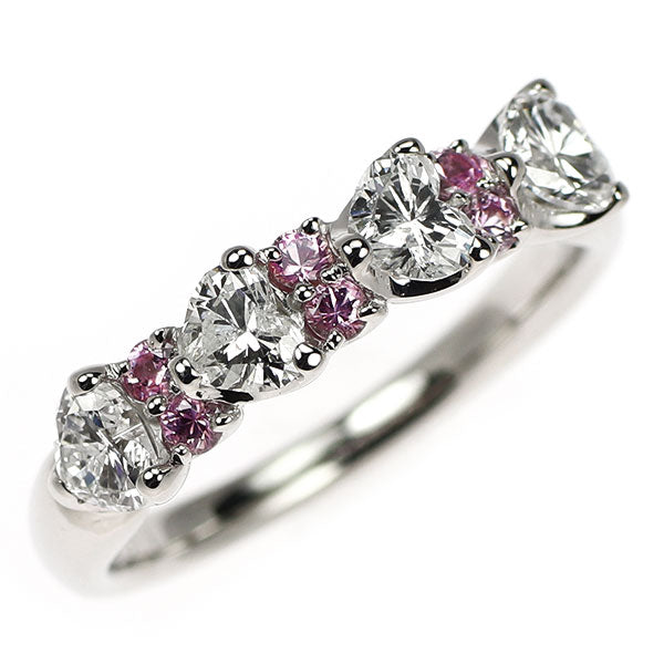 Pt900 ハートシェイプ ダイヤモンド ピンクサファイア リング 0.87ct PS0.17ct