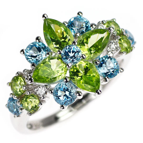 k18wg ペリドット トパーズ ダイヤモンド リング 兼用 リングとトップ