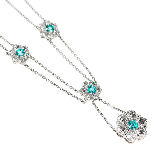 希少 Pt900/ Pt850 パライバトルマリン ダイヤモンド ペンダントネックレス 0.56ct D2.69ct フラワー ステーション
