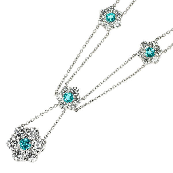 希少 Pt900/ Pt850 パライバトルマリン ダイヤモンド ペンダントネックレス 0.56ct D2.69ct フラワー ステーション