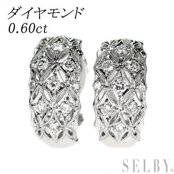 Pt900/ K18WG ダイヤモンド イヤリング 0.60ct