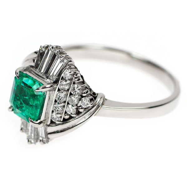 Pt900 エメラルド ダイヤモンド リング 1.05ct D0.85ct