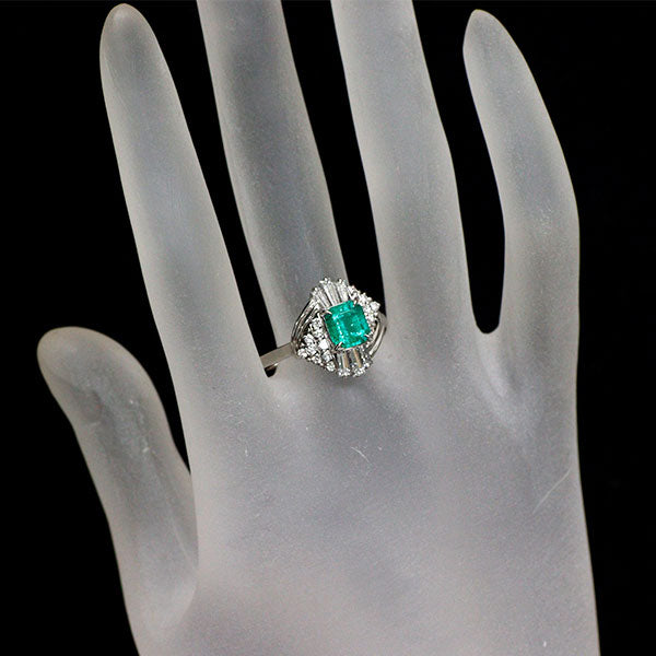 Pt900 エメラルド ダイヤモンド リング 1.05ct D0.85ct