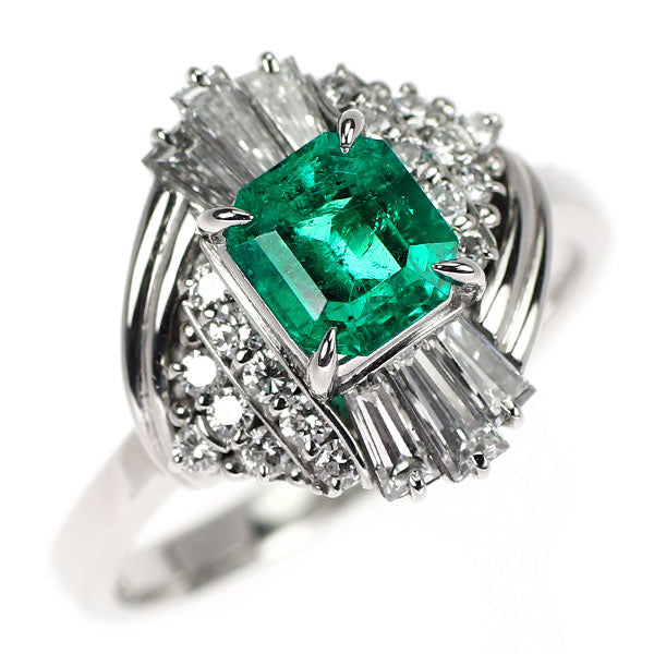 Pt900 エメラルド ダイヤモンド リング 1.05ct D0.85ct